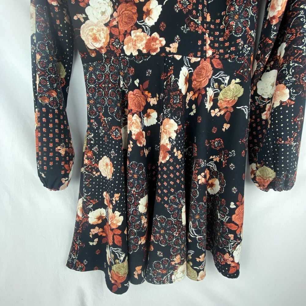 Abercrombie & Fitch Dress Womens S Babydoll Mini Flare Floral Long Sleeve‎ Fall - Picture 11 of 13